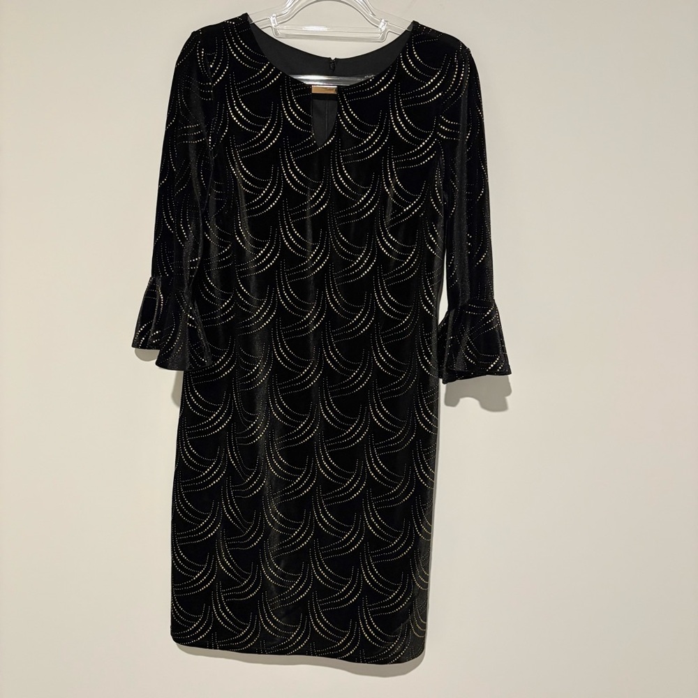 Studio One New York Vintage Velvet Glam Party Dress black gold size‎ 12